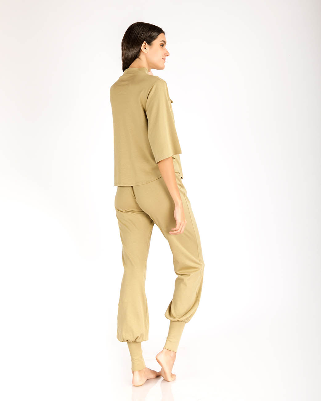 Sueños de Lavanda | Pantalón baggy + Top manga 3/4 olive gray